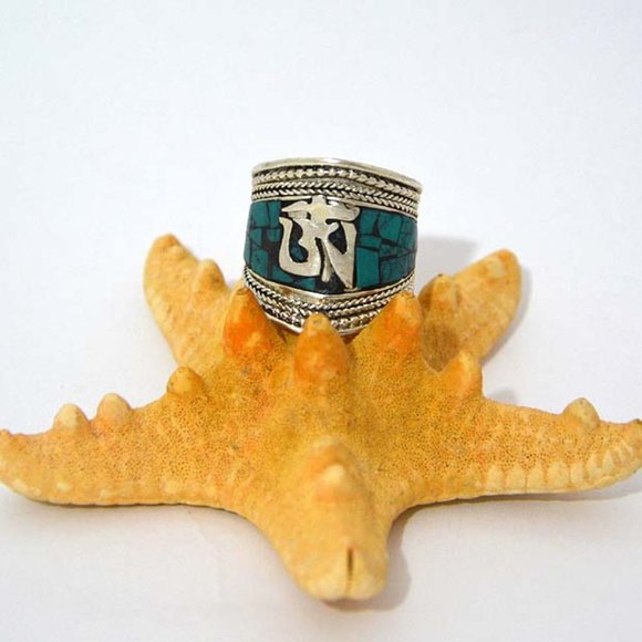 Handcrafted Tibetan OM Mantra Ring - Picture 1 of 3